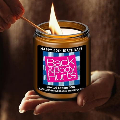 Homsolver 40th Birthday Gifts Women Men, Happy 40th Birthday Decorations Candles Gift for Her Him, Funny 40 Years Old Ideas -Lavender Scented Candle B0DJ94Q7B3