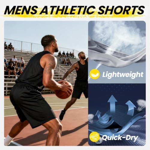 Basketball Gym Running Fitness Shorts with Elastic Waistband, Daily Casual Sports Activewear, Soft Lightweight Breathable BALENNZ Mens Athletic Shorts with Pockets Quick Dry Workout Shorts Men B08JG3T2SY