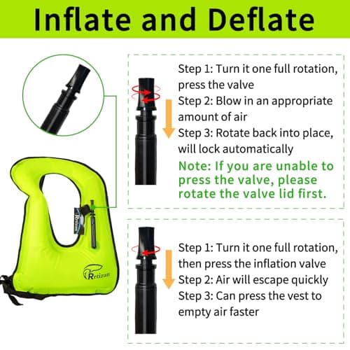 Rrtizan Snorkel Vest, Adults Portable Inflatable Swim Vest Jackets for Snorkeling Swimming Diving Safety Load up to 220 Ibs