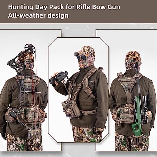 BLISSWILL Hunting Backpack Hunting Fanny Pack with Harness Pouch,Turkey Hunting fanny Pack, Binocular Harness houlder-Supported Waist pack for Bow Rifle