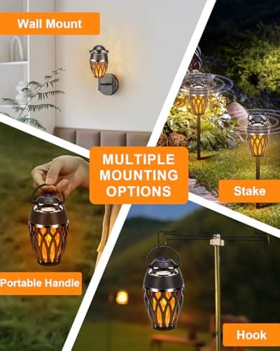 BT 5.0, Wireless Torch Lantern Atmosphere Decor for Patio Yard Pool Party Camp, Housewarming Gifts for Men/Women 2 Pack Outdoor Bluetooth Speakers with Flame Flickers Light IPX5 Waterproof B0B2W2FKLC