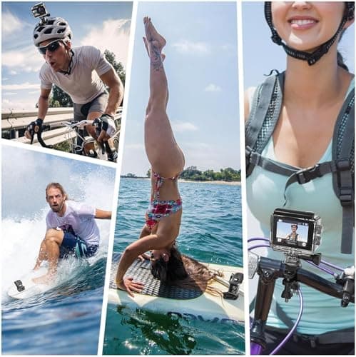 Waterproof Action Camera Underwater,Sports Camera 4K60FPS 30MP with EIS/Dual Screen/5X Zoom/Remote Control,Bare Underwater Camera with Waterproof Case,4K Action Camera for Vlogging/Video Recording