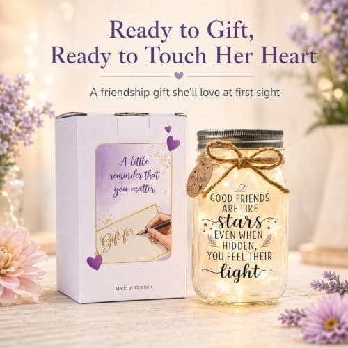 Thanksgiving & Christmas Gift for Women, Best Friend Gift for Women, Warm LED Keepsake for Birthdays and Farewells Friendship Gifts for Women, Best Friend Birthday Gifts Mason Jar Light B0FMD5RWXY