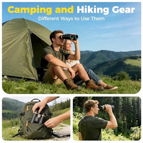 12x42 UHD Binoculars for Adults High Powered Waterproof Large View with Clear Vision & Compact Binocular Essentials for Hunting Camping Cruise Travel Bird Watching Sports