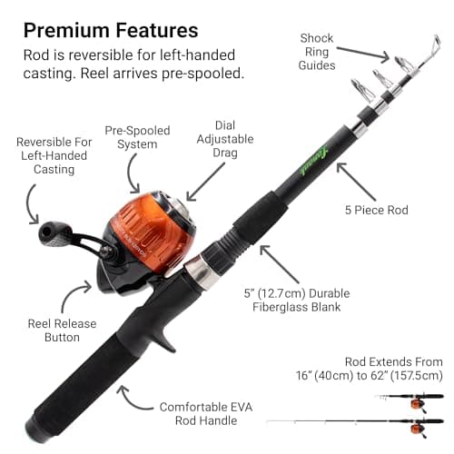 Lanaak Kids Fishing Pole, Kids Portable Telescopic Fishing Rod Set, Tackle Box and Fishing Net Combo Kit, Kids Fishing Gear for Boys and Girls Age 5-10 and Youth