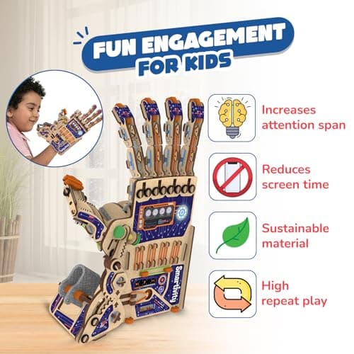 Smartivity DIY Robotic Mechanical Hand STEM Toy for Kids 8-9-10-11-12-13-14 Years Old | 2024 Parents Choice Award Winner I Birthday Gift for Boys & Girls | Engineering Kit for 8-14 Years Old