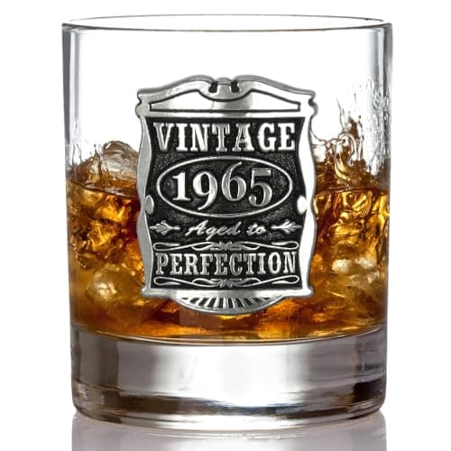 English Pewter Company Vintage Years 1965 60th Birthday or Anniversary Old Fashioned Whisky Rocks Glass Tumbler - Unique Gift Idea For Men [VIN002]