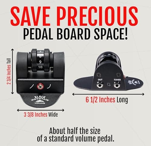 Black Mountain Mini Volume Pedal for Electric Guitar, Acoustic Guitar, Bass, Keyboard, and More - Small, Portable Foot Controlled With Roller Wheel