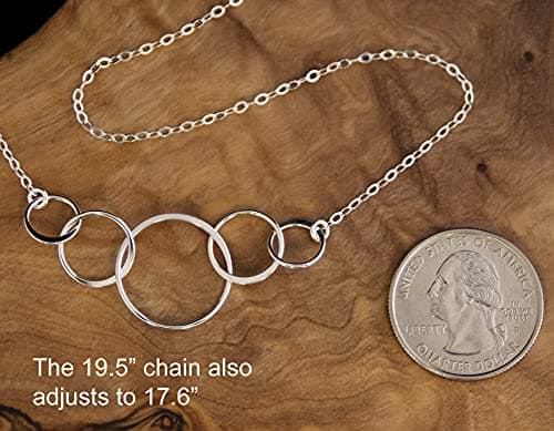 EFYTAL 50th Birthday Gifts for Her, Classy Sterling Silver 5 Circle Necklace, 1975 Birthday Gifts for Women, 50 and Fabulous