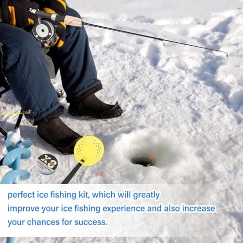 Fockety Ice Fishing Rod and Reel Combo, 29.5 inch Ultralight Spinning Ice Fishing Combos, High Visibility Ice Fishing Pole Ice Fishing Gear for Walleye, Perch, Panfish and Trout