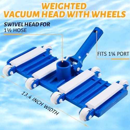 Pool Vacuum Head with Wheels, Flexible Swimming Pool Vacuum Head with Swivel, Pool Cleaner Vac Head, 14''Heavy Duty Head for Inground & Above Ground Pool