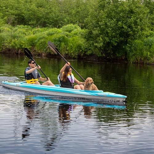 Pelican Alliance 136T - Recreational Sit in Kayak - Fade Turquoise White - Lightweight Patented Ram-X™ Material -Ergobreeze™/Ergoform - 13 ft