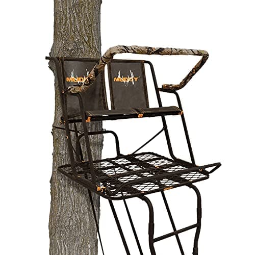 Muddy 2-Person Ladder Tree Stand for Deer Hunting, The Partner, 17' Tall, Black - Adjustable Climbing Treestand with Platform, Straps and Safety Harness for Shooting