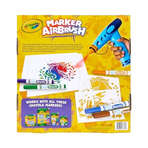 Arts & Crafts Toys for Kids, Birthday, Holiday Gifts for Girls & Boys 6+, Battery-Powered Sprayer Kids Activities Crayola Marker Airbrush Spray Art Kit, 8 Washable Markers, 5 Stencils B0DTB2N2D9
