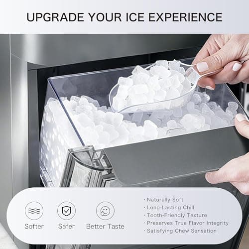 Large Capacity Nugget Ice Makers Countertop One-Click Operation Self-Cleaning Portable Ice Maker 41lbs/24H with There is A Detachable 0.8 Gallons Water Tank Ice Machine for Home,Office