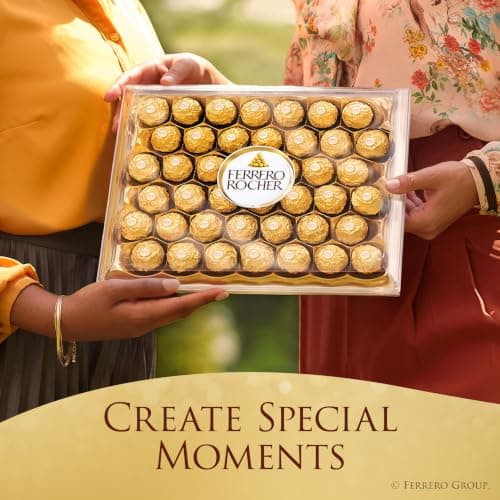 Individually wrapped hazelnut chocolate, gourmet chocolate candy for gifting a sweet treat or snacking Ferrero Rocher Chocolate, Hazelnut Milk Chocolates, 12 Ct, 5.3 oz B000WH2HCA