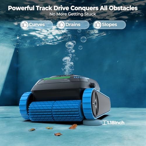 Cordless Robotic Pool Cleaner, 5,000 GPH with 150μm Filter, Floor/Wall/Waterline Cleaning, Smart Zigzag Navigation, 5,200mAh Battery, App-Controlled Presets for Inground & Above Ground Pools