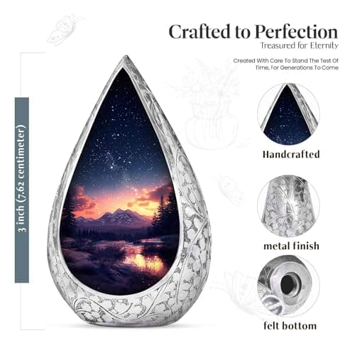 Majestic Night Burial Urn for Adult Female and Male - Small Drop Urns for Human Ashes Adult - Urns for Human Ashes - Memorial Funeral Gift 3 Inch with 3 Cubic Capacity B0FHDYNKTV