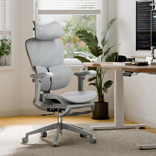 OTO Zenpex Ergonomic Mesh Office Chair, 1.96" Adjustable Seat Depth, Dynamic Lumbar Support, Extensible Footrest, Up to 300 lbs, 135° Recline Backrest for Home, Gaming & Executive Office