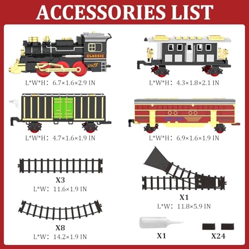 Train Set Train Toys for Boys with Smokes, Lights and Sound (ON/Off), Train Set Under Christmas Tree, Toddler Model Trains for 3 4 5 6 7 8+ Years Old Kids Gifts