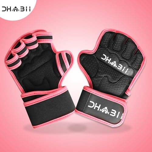 Dhabii Weight Lifting Gloves Compatible with Smart Watches, Ventilated Workout Gloves with Wrist Wraps for Men and Women- Great for Cross Training, Pull Ups, Gym, Workout.