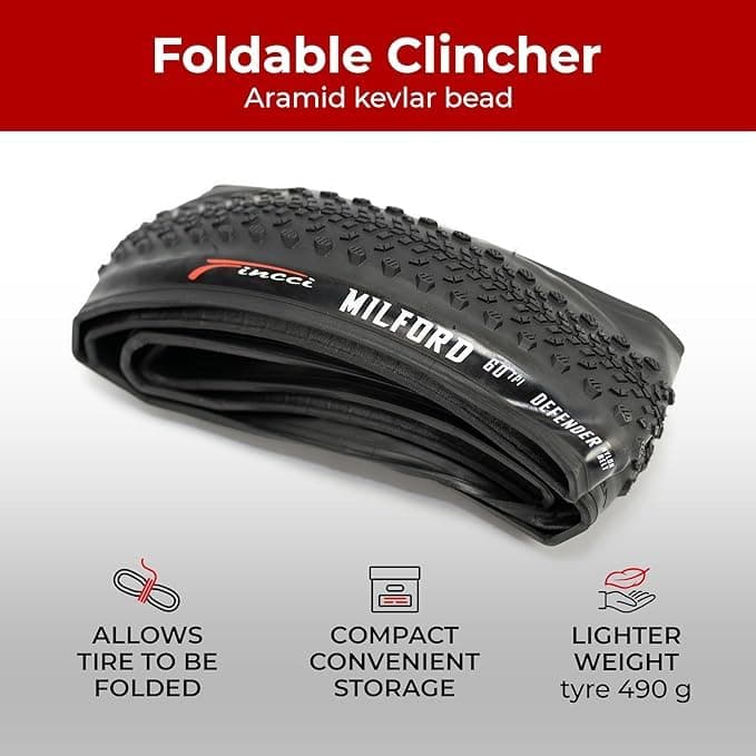 Fincci Pair 700x40c Bike Tire - 700c Gravel Tires with Kevlar & Nylon 1mm Puncture Proof - Durable 60 TPI Foldable Bicycle Tires 42-622 for Hybrid, Electric, Touring, MTB Bikes
