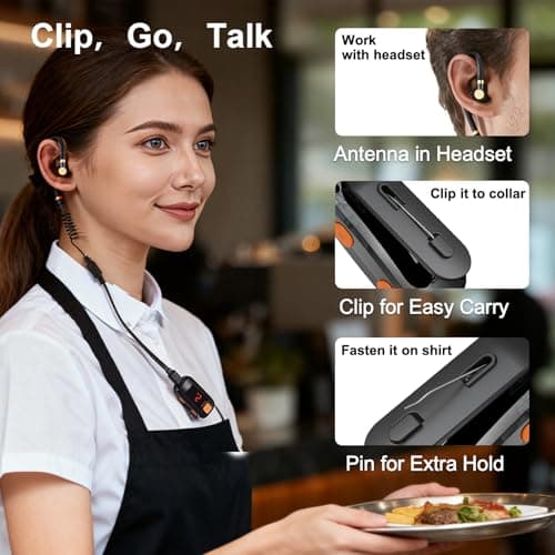 2 Pack Mini Walkie Talkies, Small Walkie Talkies, Waterproof Two Way Radio with Earpieces for Outdoor, Restaurants, Hiking, Baseball, Hospital, Tourism