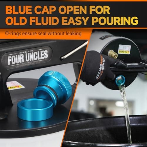 FOUR UNCLES 2L Brake Bleeder Vacuum Pump Kit - Pneumatic Brake Fluid Extractor with 1L Refilling Bottle & Adapters for Automotive Bleeding, One-Person Operation