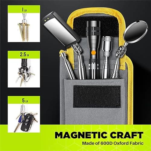 Telescoping Magnetic Pickup Tool Set, Inspection Mirror Telescoping, LED Flashlight, Cool Gadgets for Men, Gifts for Dad, Husband, Kids, Boyfriend, Magnet Stick