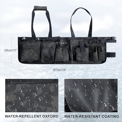 WTVIDAS Fishing Bucket Organizer with Bucket Cover, Ice Fishing Tackle Bag with Rod & Plier Holder, Multi-Pockets for 5 Gallon Bucket Fishing Gear & Accessories