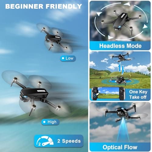 GPS Drone with Camera for Adults, 2K HD FPV Drone with Auto Return, Follow Me, Circle Fly, Waypoint Fly, Stable Hover, Brushless Motor, Foldable 5G Transmission Remote Control Quadcopter, Black