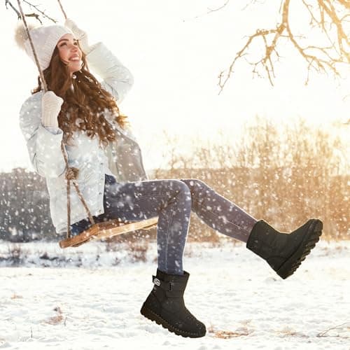 Ablanczoom Womens Winter Snow Boots With Warm Fur Lining Comfortable Booties Non Slip Waterproof Outdoor Shoes