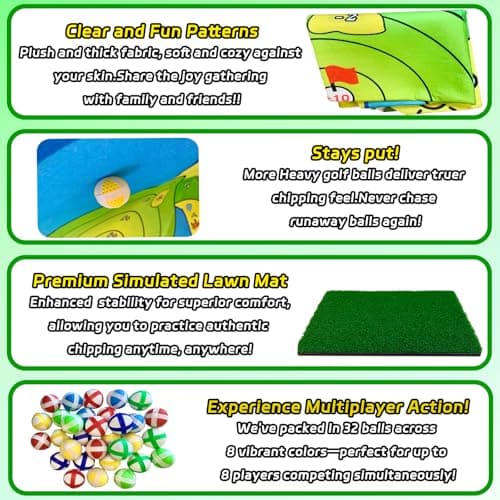 Battle Golf Chipping Game,Upgrade 80”x80” Large Chipping Mat,Play Outdoor Sticky Golf for Adults,Unique Multiplayer Indoor Outdoor Friends Family Yard Target Game