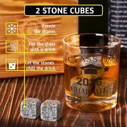 7oz Graduate Whiskey Glasses, Masters Degree Graduation Gift for Brother Son Him, College Grad Present Class of 2026 Graduate Whiskey Glass, Masters Graduation Gifts for Men B0GJLB9JFY