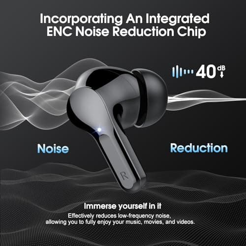 Wireless Earbuds, Bluetooth 5.4 Headphones HiFi Stereo, Bluetooth Earbuds with ENC Noise Cancelling Mic, IP7 Waterproof in Ear Earphones, 48H, LED Display Ear buds for Pad Phones Workout Sports, Black