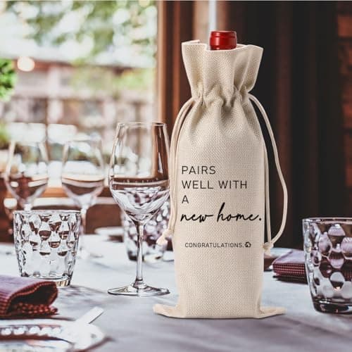 Housewarming Gift Realtor Closing Present for Home Buyers, 750ml Drawstring Wine Bottle Bag Housewarming House Warming Gifts New Home Wine Bag Gift for New Homeowners B0FVXJ488R