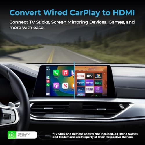 CarPlay TV Adapter - Convert Any Wired CarPlay to Wireless CarPlay - Plug in a TV Stick to Stream Netflix, YouTube, and More Right from Your car’s infotainment Screen