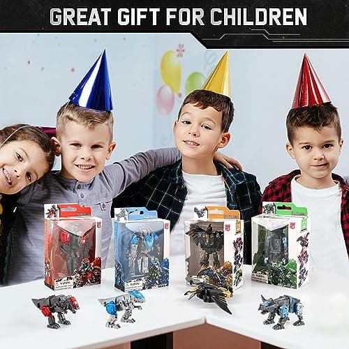 JONEG Transforming Robot Dinosaur - 4-in-1 STEM Toy, 11 Shapes Transforming Toys for Kids, Ages 5-10, Black