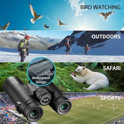 Gosky 8x42 Roof Prism Binoculars for Adults, HD Professional Binoculars for Bird Watching Travel Stargazing Hunting Concerts Sports-BAK4 Prism FMC Lens-with Phone Mount Tripod Strap Carrying Bag