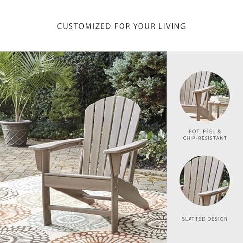 Signature Design by Ashley Sundown Treasure Outdoor Patio HDPE Adirondack Chair, Light Brown