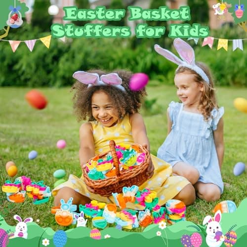 Easter Egg Fillers Basket Stuffers Mini Pop Keychain It Goodie Bag Stuffers Fidgets for Classroom Prizes Kids Party Supplies Easter Pop Fidget Toys Bulk Its Easter Party Favors for Kids 24 Pack Gifts B0DPLXDGMR