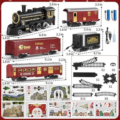 NIPLOOOW Train Set for Kids 4-8, Electric Train Toy with Realistic Sound, Lights and Smoke for Under Christmas Tree,Toddler Model Trains for 3 4 5 6 7 8 Years Old Kids Toys Gifts