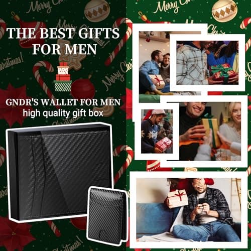 GNDR Wallet For Men RFID Blocking Leather Black Wallets Bifold Carbon Fiber Front Pocket Card Holder Mens Accessories With Gift Box