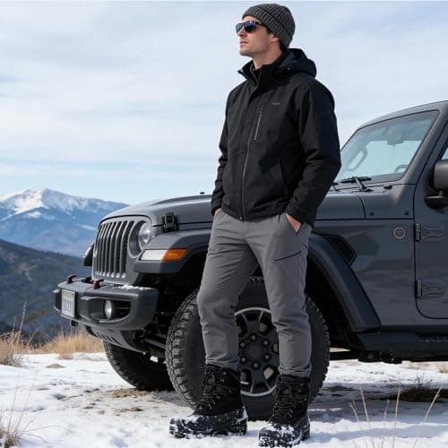 FREE SOLDIER Mens Snow Winter Boots for Men Warm Fleece Lining Winter Ski Shoes Waterproof Insulated Booties