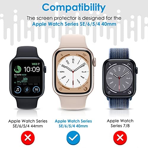 UniqueMe 6 Pack for Apple Watch Screen Protector 40mm, Apple Watch SE 3/SE 2/SE Series 6/5/4 Screen Protector [Upgrade Flexible Film] Anti-Scratch [Non-Bubbles] Soft HD TPU Clear Film for iWatch 40mm