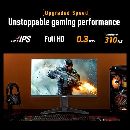 ASUS TUF Gaming Series 5 24.5” 1080P Gaming Monitor (VG259QMRL5A) - Full HD, Fast-IPS Panel, 310Hz, 0.3ms, DisplayHDR400, 99% sRGB, Height Adjustable, DisplayWidget, Gaming AI, 3 yr Warranty