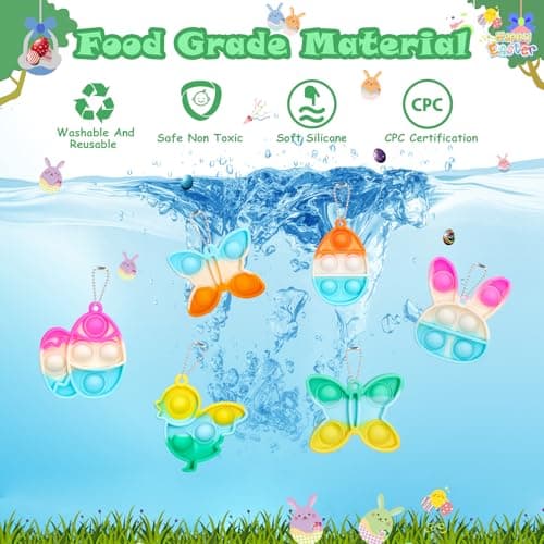 Easter Egg Fillers Basket Stuffers Mini Pop Keychain It Goodie Bag Stuffers Fidgets for Classroom Prizes Kids Party Supplies Easter Pop Fidget Toys Bulk Its Easter Party Favors for Kids 24 Pack Gifts B0DPLXDGMR