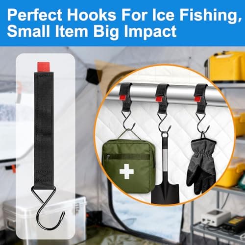 Fabflame 12 Pack Ice Fishing Shelter Tent Hooks, Heavy Duty Ice Fishing Shelters Coat Hooks Accessory Hanger for Ice Fishing Tent, Outdoor Camping, Hunting Blinds, Must-Have Ice Fishing Accessories