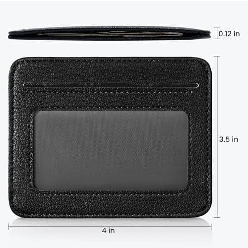 Mayski Credit Card Holder for Women Minimalist Wallet, RFID Blocking Wallets Card Cases, Small Wallets with ID Window for Women Men, Black