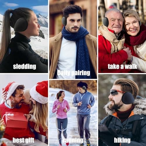 Dwenarry Winter Warm Ear Muffs Unisex Foldable Ear Warmers Adjustable fleece Earmuffs for Men Women Cold Weather 1/2 Pack